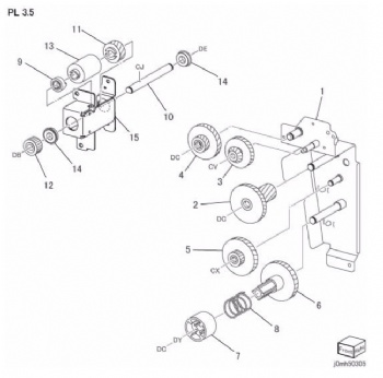Waste Toner Bottol Auger Drive Gear, Exit  Drive Gear Component For Xerox D95 D110 D125 Series